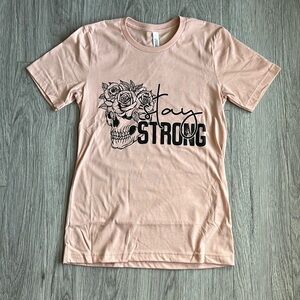 Stay Strong Pink and Black Graphic Tee